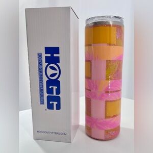 TUMBLER - Handmade Resin 30 Oz Skinny Stainless Steel - Pink Palms